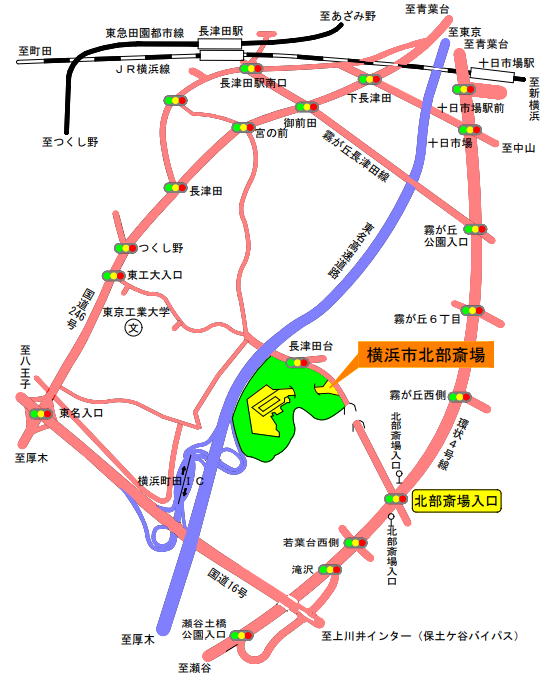 横浜市北部斎場の周辺地図